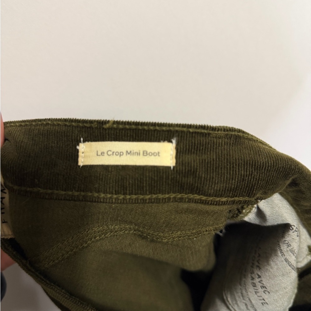 Frame Le Crop Mini Boot Olive Green Corduroy Pants Size 25 - Picture 7 of 9